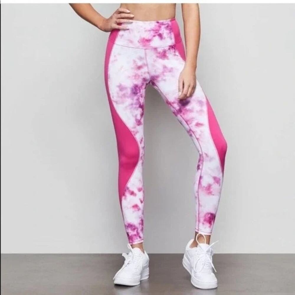 Good American Pink Trippy Seamed Leggings in Quartz Tie Dye